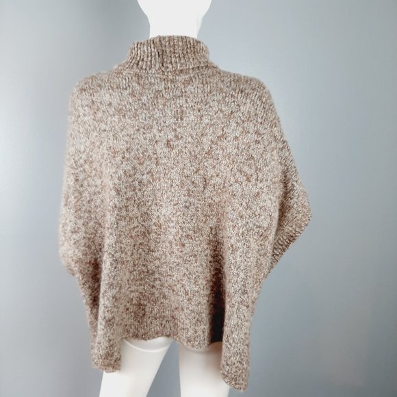 American Rag Poncho Sweater Womens One Size Brown Knit Turtleneck Button Closure - Picture 5 of 7